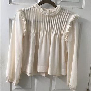 Aritzia WILFRED BLOUSE TOP XS EUC CREME COLOR BUTTON BACK
